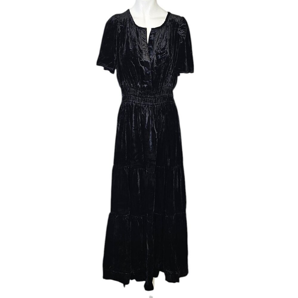 Anthropologie The Somerset Maxi Dress, Velvet Edition, Black, V-Neck, Size Small - Picture 1 of 7